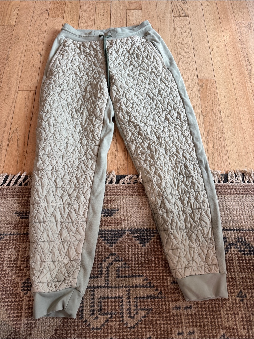 Athleta Quilted Sage Green Track Joggers